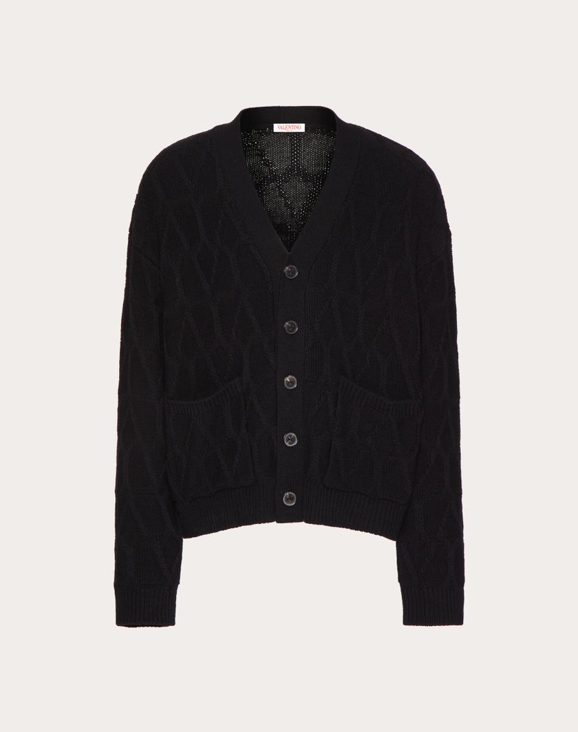 Valentino Handbags Cardigan In Lana Con Motivo Toile Iconographe per Uomo in Nero | Valentino IT