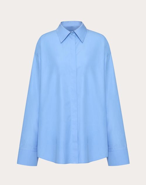 Valentino - Compact Popeline Blouse - Azure - Woman - Shirts And Tops