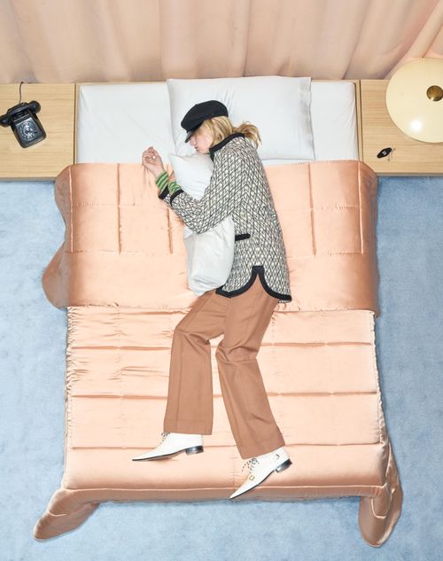 Valentino - Valentino Bouclé Wool Jacket With Toute La V Jacquard Pattern - Navy/beige - Man - Outerwear