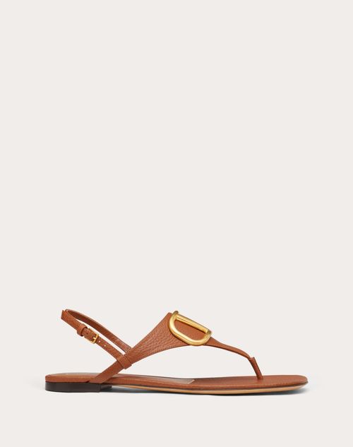 Vlogo Signature Flat Thong Sandal In Grainy Calfskin for Woman in