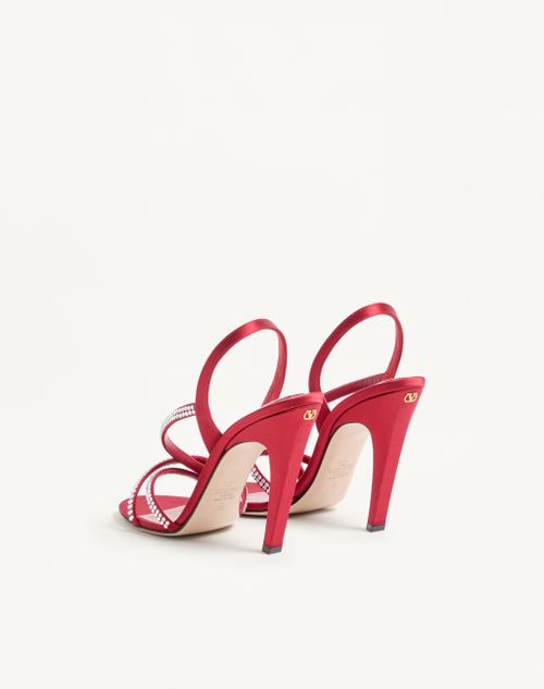 Valentino Garavani - Dans Le Foyer Satin Sandal With Crystals 105mm - Rosso Valentino - Woman - Sandals