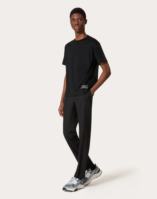 Valentino - Cotton T-shirt With Maison Valentino Tailoring Label - Black - Man - T-shirts And Sweatshirts