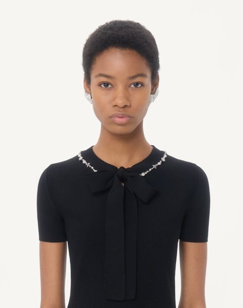Valentino - Embroidered Knit Dress - Black - Woman - Knitwear