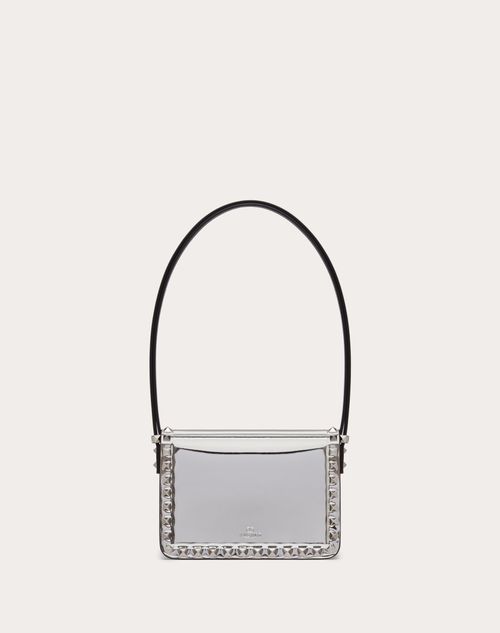 Small Rockstud23 Mirror-effect Calfskin Bag for Woman in Silver | Valentino US
