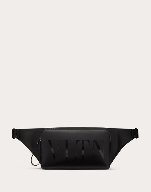 Vltn Leather Belt Bag for Man in Black Valentino BE