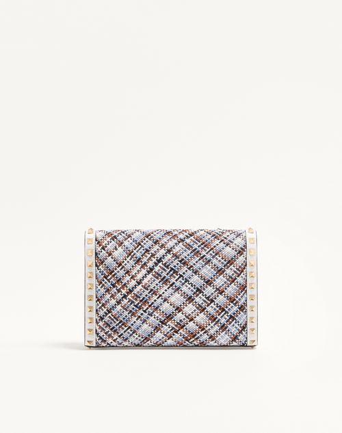 Valentino Garavani - Valentino Garavani Rockstud Small Shoulder Bag In Woven Fabric - White/multicolour - Woman - Valentino Garavani Rockstud Bags New