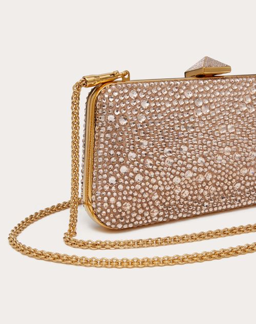 Carry Secrets Rhinestone Minaudiere for Woman in Gold Quartz | Valentino US