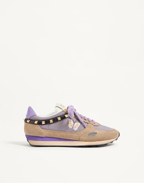 Valentino Garavani - スタッドアップ バタフライエンブロイダリー スプリットレザー X ナイロン スニーカー - ライラック/マルチカラー - ウィメンズ - スニーカー