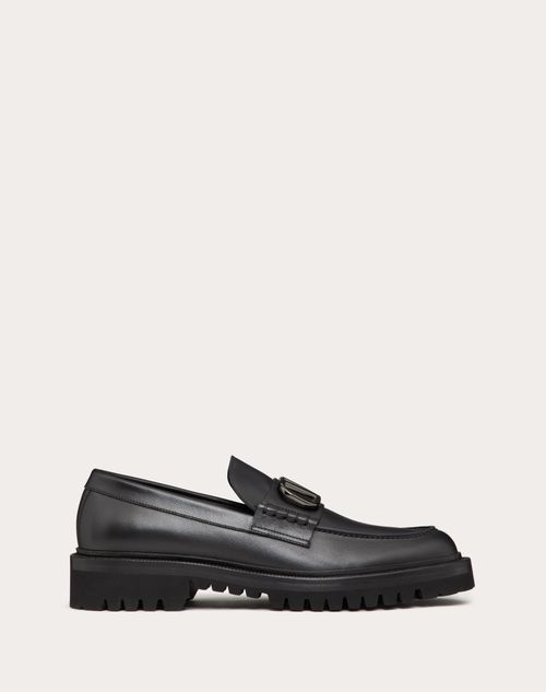Valentino Garavani - Vlogo Signature Calfskin Loafer - Black - Man - Fashion Formal - M Shoes
