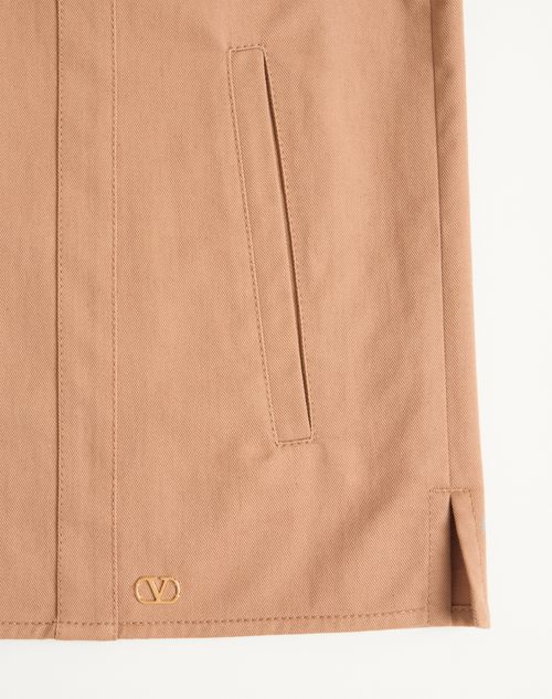 Valentino - Valentino Cotton Gabardine Shirt Jacket With Vlogo - Camel - Man - Outerwear