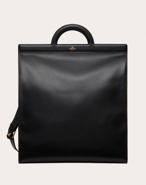 Valentino Garavani - Valentino Garavani Tagged Leather Shopping Bag - Black - Man - Bags