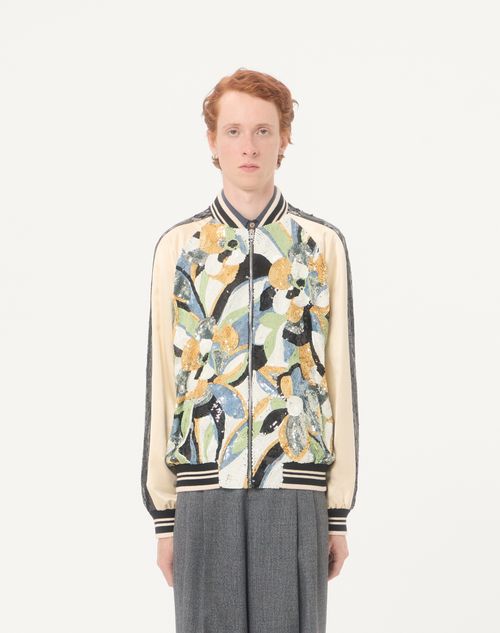 Valentino - Valentino Souvenir Silk Jacket With Embroidered Sequins - Multicolour - Man - Outerwear