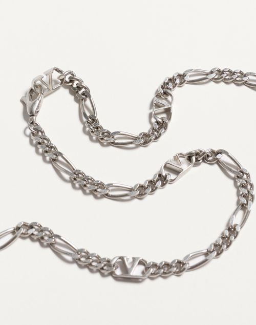 Valentino Garavani - Valentino Garavani Chez Valentino Necklace In Metal, Enamel And Swarovski® Crystals - Palladium - Man - Jewellery