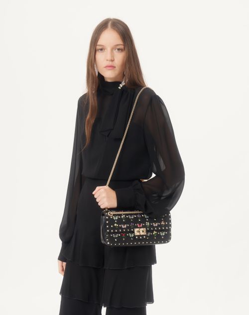 Valentino - Leichtes Georgette-top Mit Schal - Schwarz - Frau - Blusen Und Tops