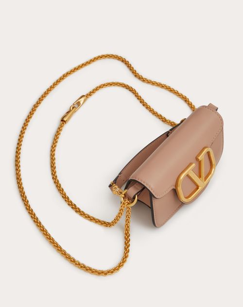 Valentino Garavani Locò Micro Bag in Calfskin Leather with Chain Woman Light Ivory Onesize