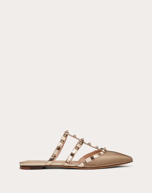 Valentino Garavani - Metallic Rockstud Mule - Skin - Woman - Ballerinas