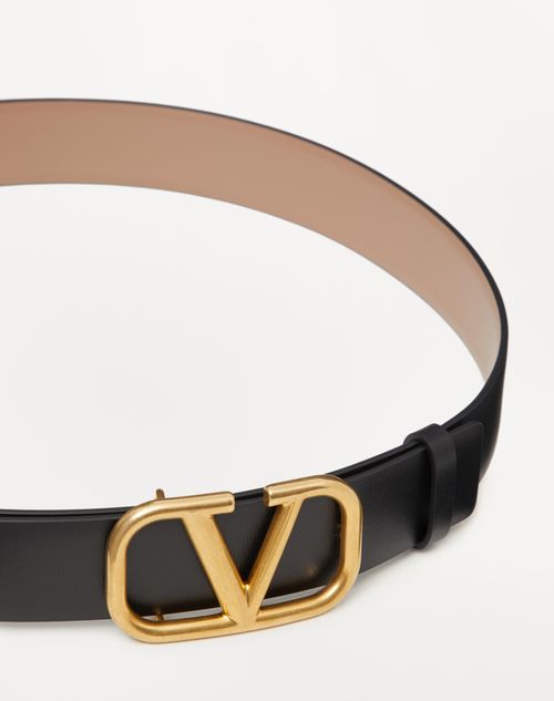 REVERSIBLE VLOGO SIGNATURE BELT IN GLOSSY CALFSKIN 30 MM