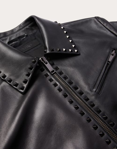 LEATHER JACKET WITH BLACK UNTITLED STUDS