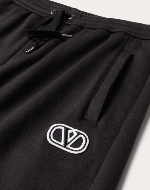 Valentino - Technical Cotton Bermuda Shorts With Vlogo Signature Patch - Black - Man - Pants And Shorts