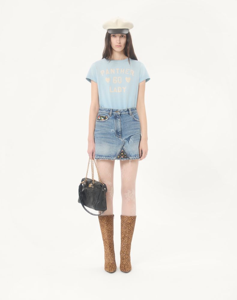 Valentino Printed Cotton T-Shirt Woman Azure Xl