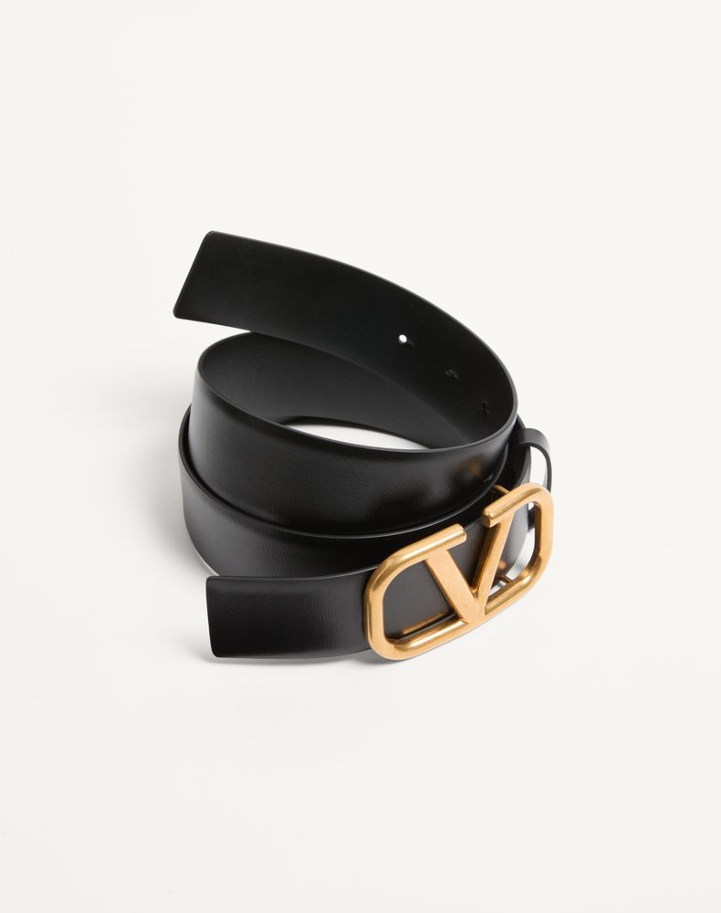 Valentino Garavani Vlogo Signature Calfskin Belt 40 Mm Man Black 090
