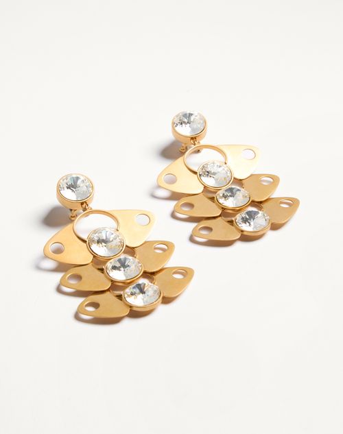 Valentino Garavani - Pages Earrings In Metal And Crystal - Gold/crystal - Woman - Fashion Jewellery