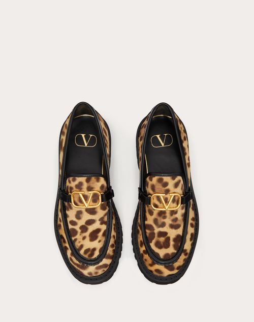 Valentino Garavani - Vlogo Signature Pony-effect Calfskin Loafer - Animal Print - Woman - Loafers & Oxford