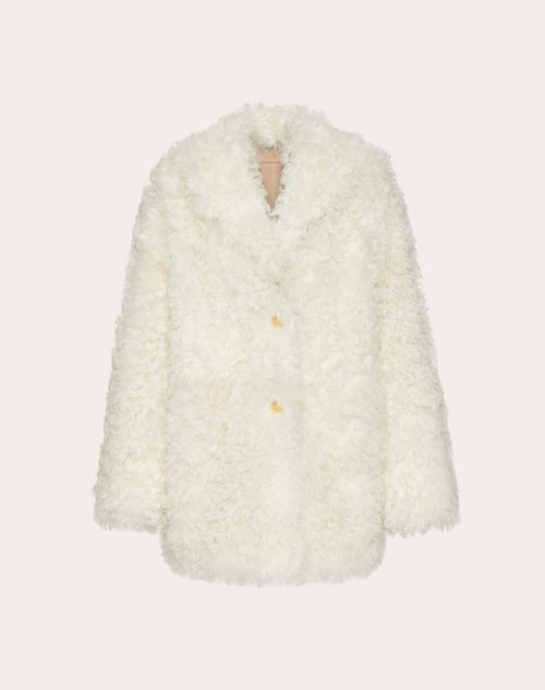 Valentino - Shearling Peacoat - Ivory - Woman - Coats And Outerwear