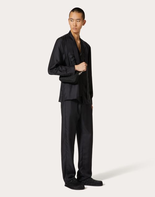 Valentino - Pantalón Tipo Pijama De Seda - Negro - Hombre - Pantalones Largos Y Cortos