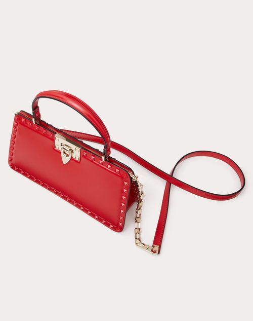 Rockstud Calfskin Handbag for Woman in Rouge Pur | Valentino BH