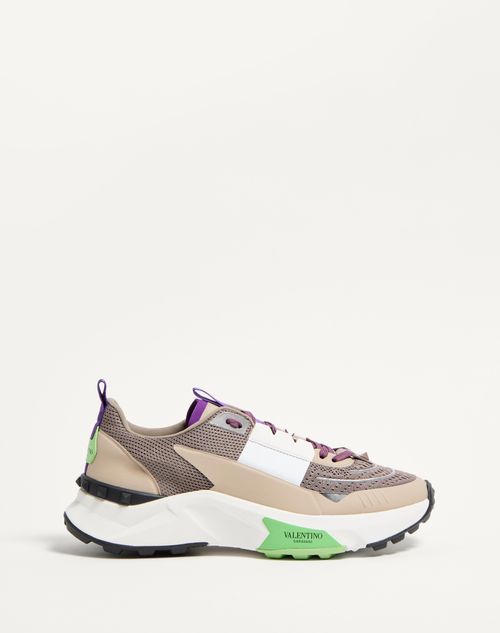 Valentino Garavani - Sneaker Low Top True Act In Mesh E Tessuto Gommato - Clay/beige/bianco/menta/nero - Uomo - Sneakers