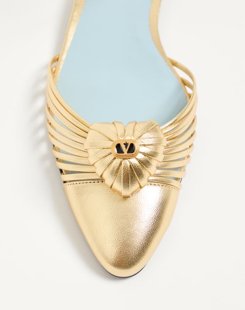 Valentino Garavani - Coeur Royal Laminated Nappa Ballerina - Antique Brass - Woman - Ballerinas