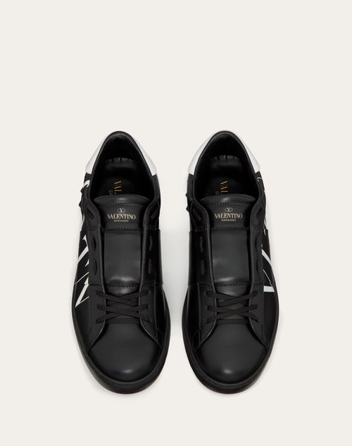 Open Sneaker With Vltn Print for Man in Black/white | Valentino US