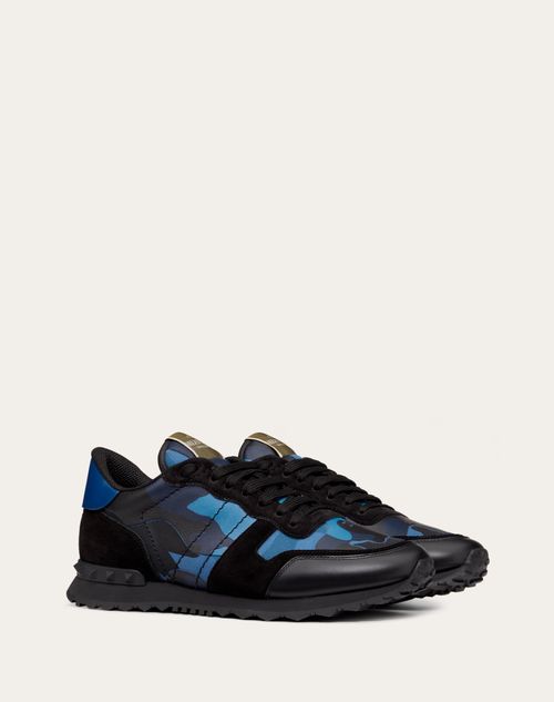 Valentino Garavani - Camouflage Rockrunner Sneaker - Blue/black - Man - Low-top Sneakers