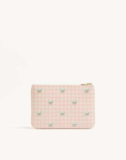 Valentino Garavani - Vlogo Signature Clutch Bag In Le Chat De La Maison Grainy Calfskin - Pink/ivory - Woman - Clutches