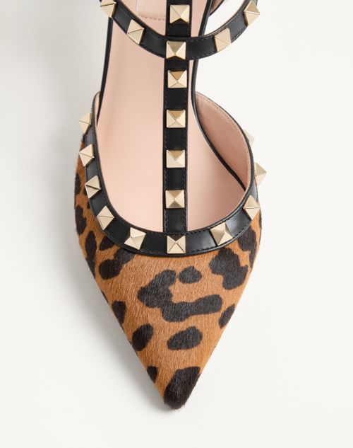 Valentino Garavani - Rockstud Pumps With Straps In Pony-effect Calfskin 65mm
 - Animal Print - Woman - Shoes
