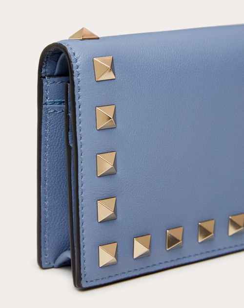Valentino Garavani - Small Rockstud Calfskin Wallet - Niagara - Woman - Wallets And Small Leather Goods