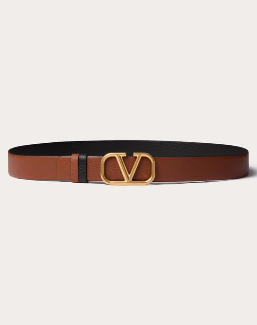 Valentino Garavani - Vlogo Signature Reversible Elk-print Calfskin Belt 30 Mm - Saddle Brown/black - Man - Belts