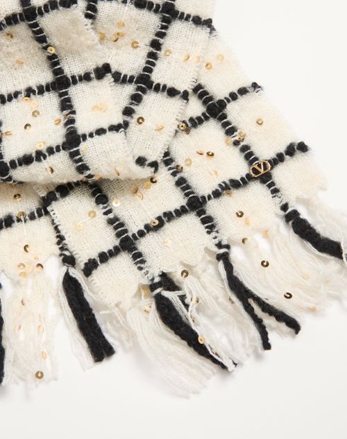 Valentino Garavani - Vlogo Signature Cashmere, Lurex And Silk Scarf - Black/ivory/gold - Woman - Soft Accessories