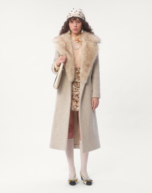 Valentino - Coat In Textured Wool - Light Camel/latte - Woman - Coats And Outerwear