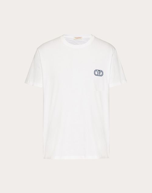 Valentino - Cotton T-shirt With Vlogo Signature Patch - White - Man - Shelf - Mrtw - Wardrobing & Vlogo Sign