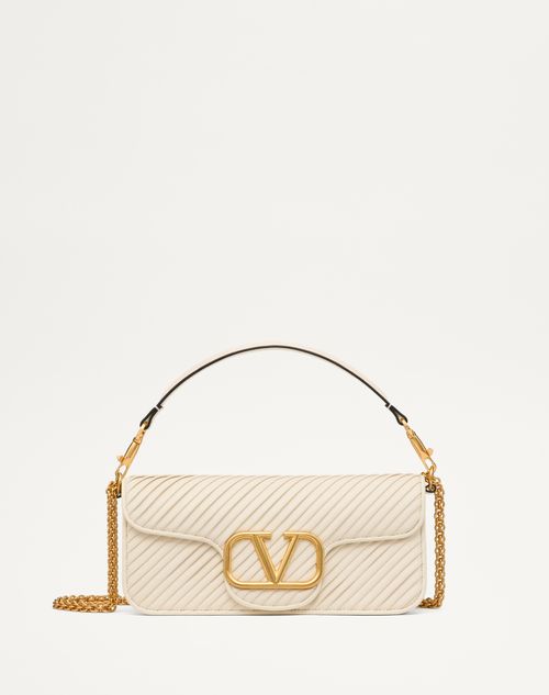 Valentino Garavani - Sac Porté Épaule Valentino Garavani Locò En Nappa Plissé - Ivoire - Femme - Sacs Porté Épaule