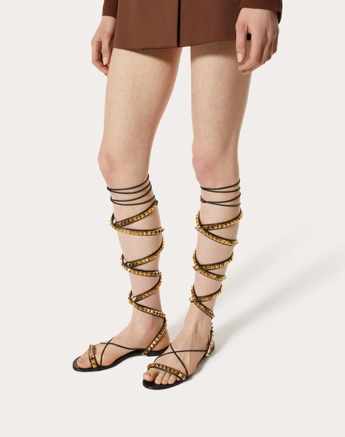 valentino rockstud gladiator sandals black