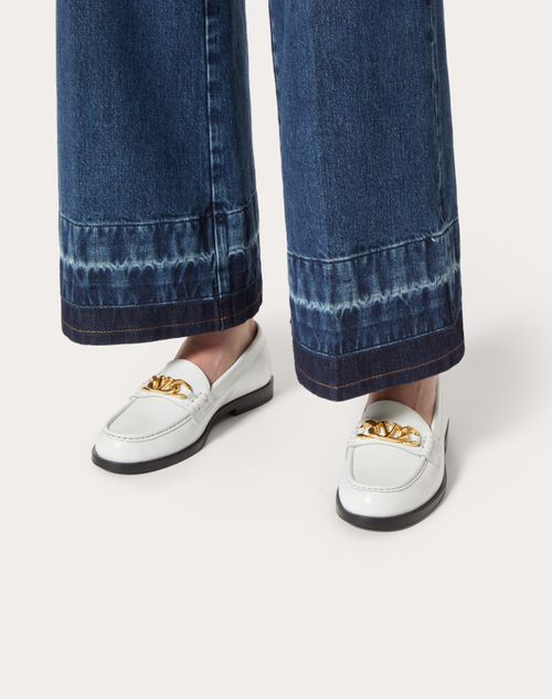Valentino Garavani - Vlogo Chain Calfskin Loafer - White - Woman - Loafers & Oxford