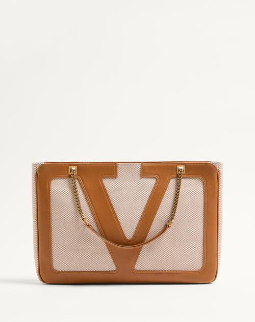 Valentino Garavani - Valentino Garavani Viva Superstar Medium Canvas Shopping Bag - Natural/spice - Woman - Bags