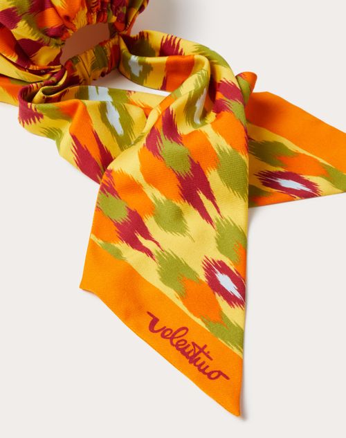 Valentino Garavani - Cotton And Silk Headband With Round Rain Print - Orange/multicolor - Woman - Foulards