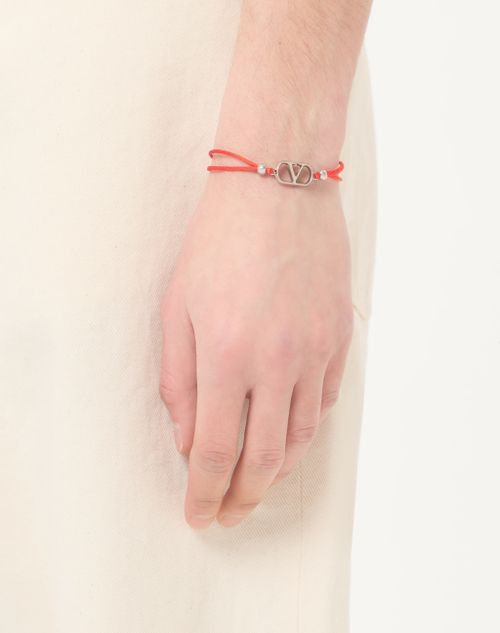 Valentino Garavani - Pulsera Vlogo Signature De Algodón - Rojo - Hombre - Joyas