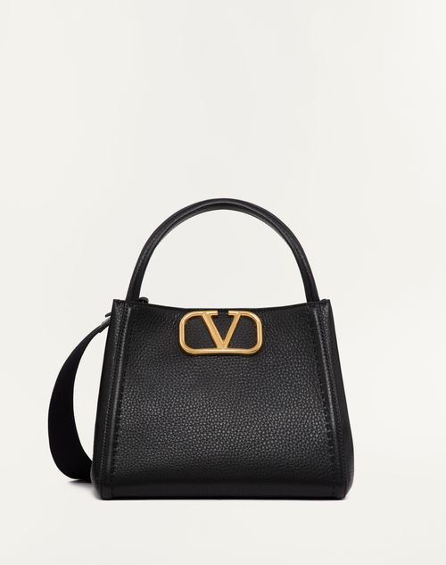 Valentino Garavani - Sac À Main Moyen Valentino Garavani Alltime En Cuir De Veau Grainé - Noir - Femme - Sacs À Main