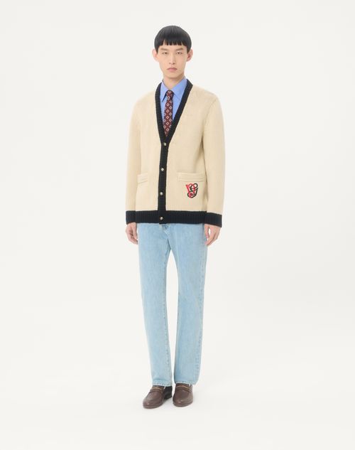 Valentino - Valentino Oxford Cotton Shirt With Vgold - Light Blue - Man - Shirts