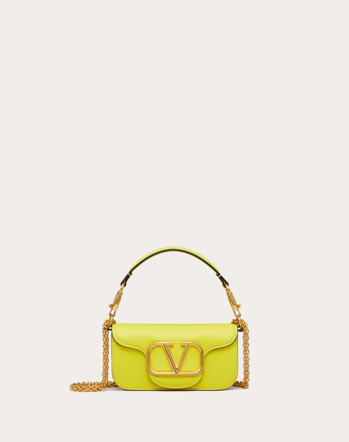 Valentino Small Locò Leather Shoulder Bag N5A Shocking Yellow